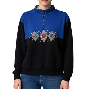 Alfred Dunner Vintage Houndstooth Argyle Pullover Sweatshirt Women Medium Petite